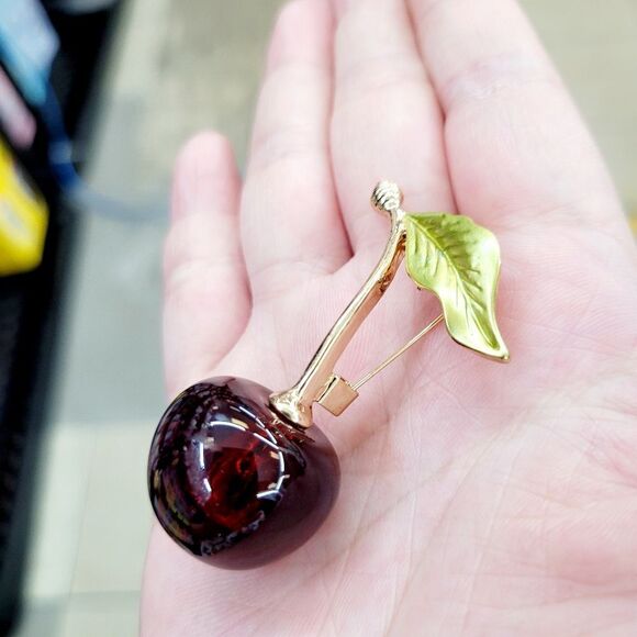 Brand New Cherry Pin Brooch - Picture 2 of 4
